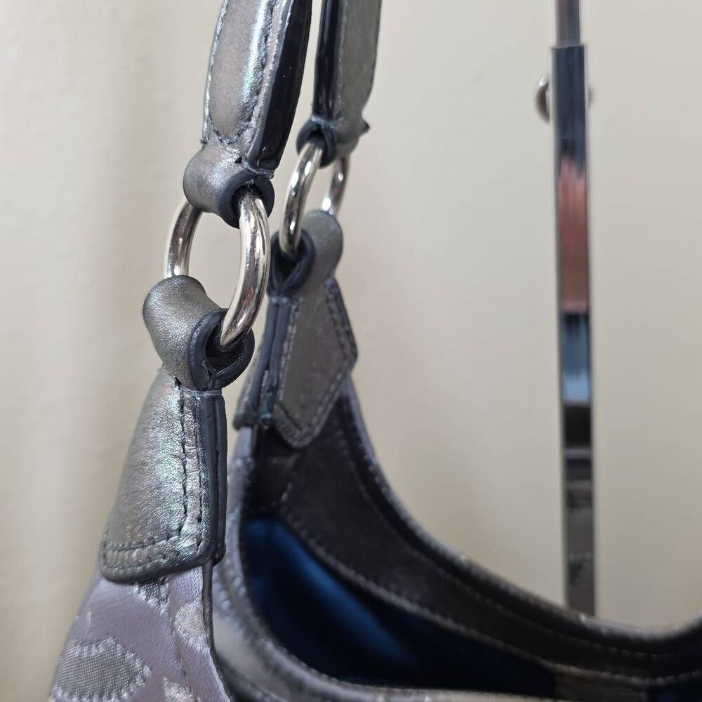Coach Madison Gray Dotted Op Art Jacquard Metallic Shoulder Bag F1276-21215 - Picture 4 of 16
